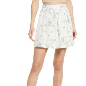 ABOUND Cottage Core Aesthetic Harmony Floral Mini Skirt In Blue Chintz Floral